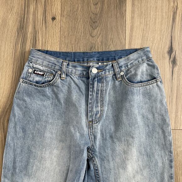 UNIF Vintage Womens Size 28 Relaxed Fit Denim Jean Wide Leg Loose Mid Rise Y2K - Picture 2 of 9